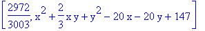 [2972/3003, x^2+2/3*x*y+y^2-20*x-20*y+147]